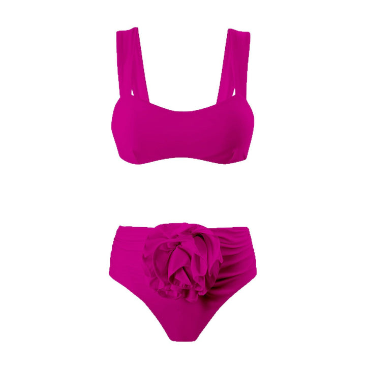 Dame High-Waist Bikini med blomstret dekoration og brede stropper Stilla