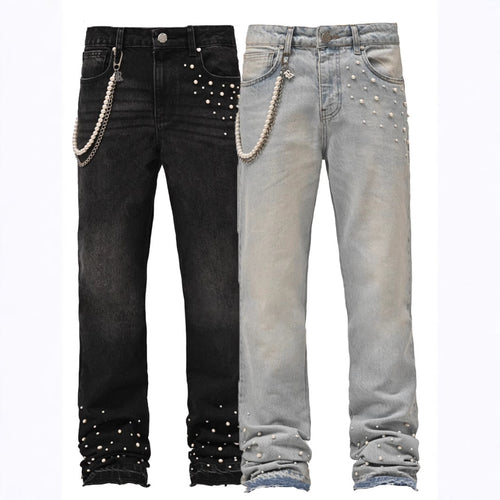 Damejeans med perleapplikationer og moderne snit Stilla