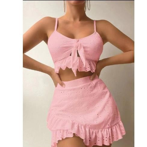 Dame Rynk Crop Top og Nederdel Sæt Stilla