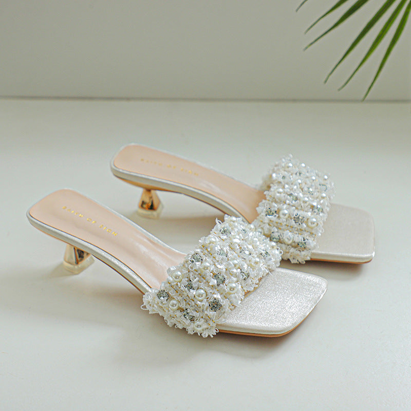 Femme Elegant Dekoreret Slide Sandaler Stilla