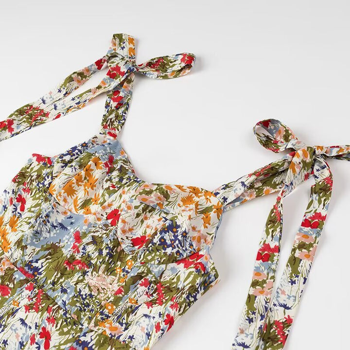 Dame Sommer Maxi-Kjole med justerbare spaghetti-stropper og blomster mønster Stilla