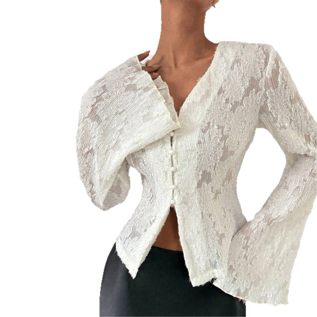Dame blonde bluse med brede ærmer Stilla