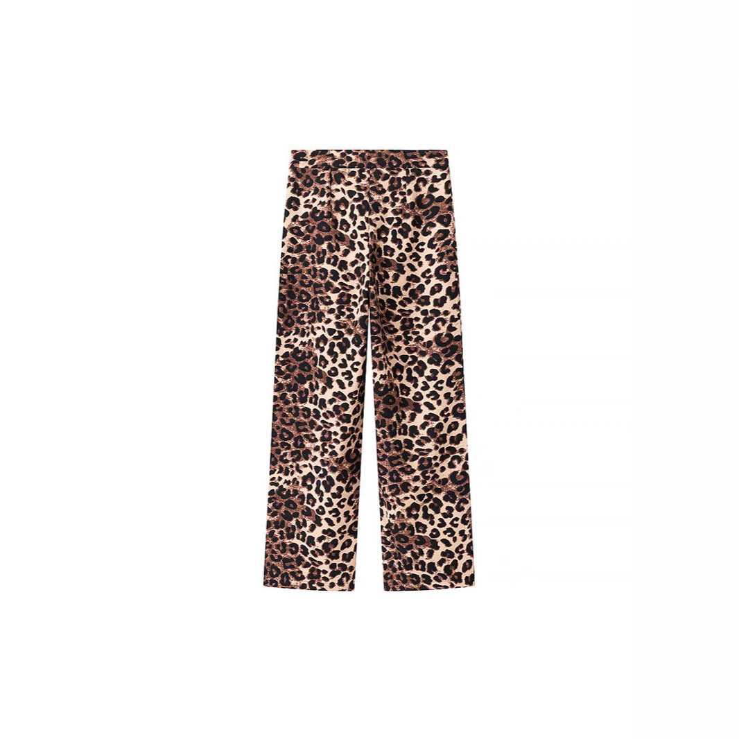 Dame brede Leoprunet-bukser med elastisk talje og eksklusivt design Stilla