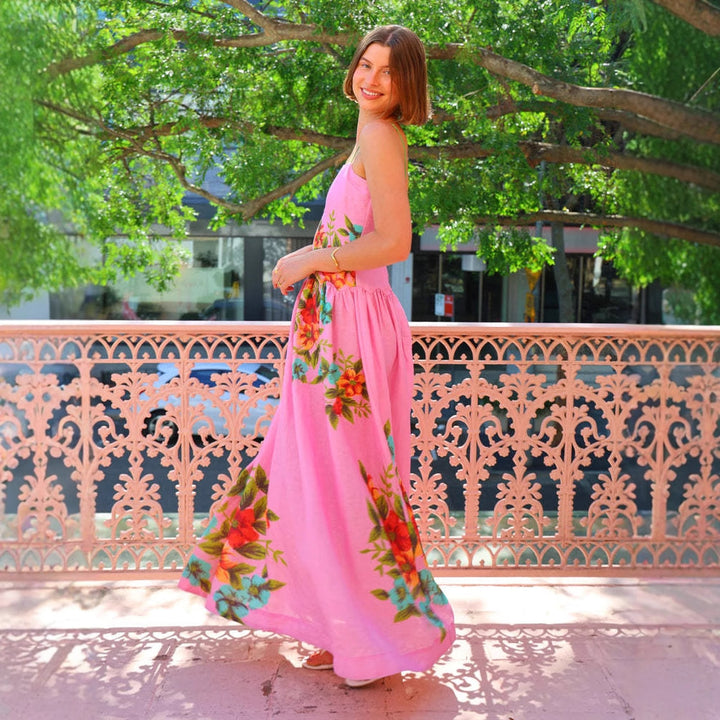 Kvinder Elegant Maxi Kjole med Blomsterdesign og Peplum Stilla