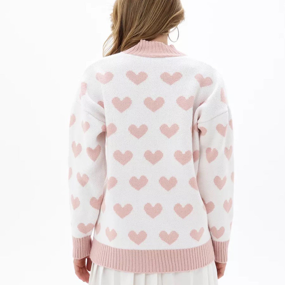 Femme Hjerteprint Cardigan Stilla