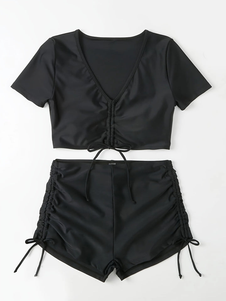 Dame Sporty Crop-Top og Shorts Sæt Stilla