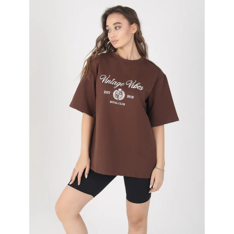 Dame Oversized T-shirt med stilfuld vintage-print og afslappet snit Stilla