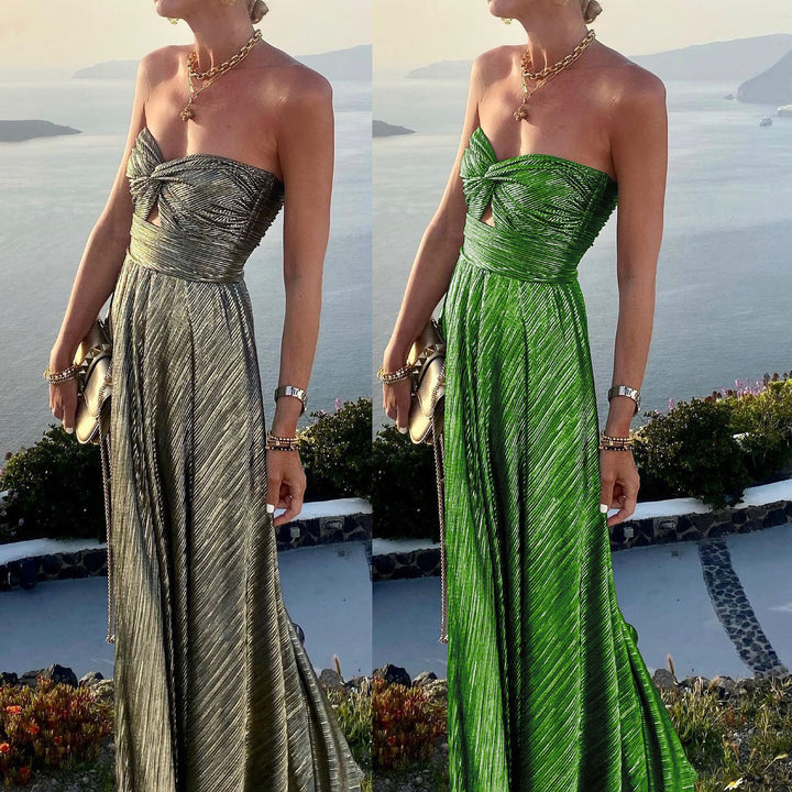 Dame Elegant Maxikjole med knudeformet overdel og slidsdesign Stiila
