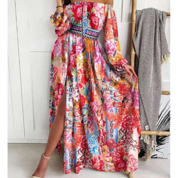 Dame Off-Shoulder Maxikjole med Slids Stilla