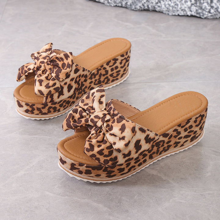 Dame Wedge-sandaler med dekorativt sløjfe-detail og kork-såler Stilla