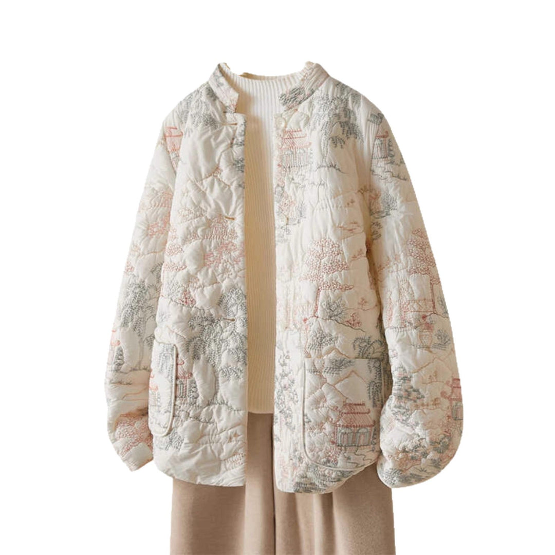 Kvindernes lette kviltede jakke med elegante broderier Stilla