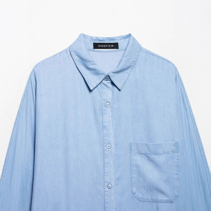 Femme Relaxed Fit Langærmet Button-Up Skjorte Stilla