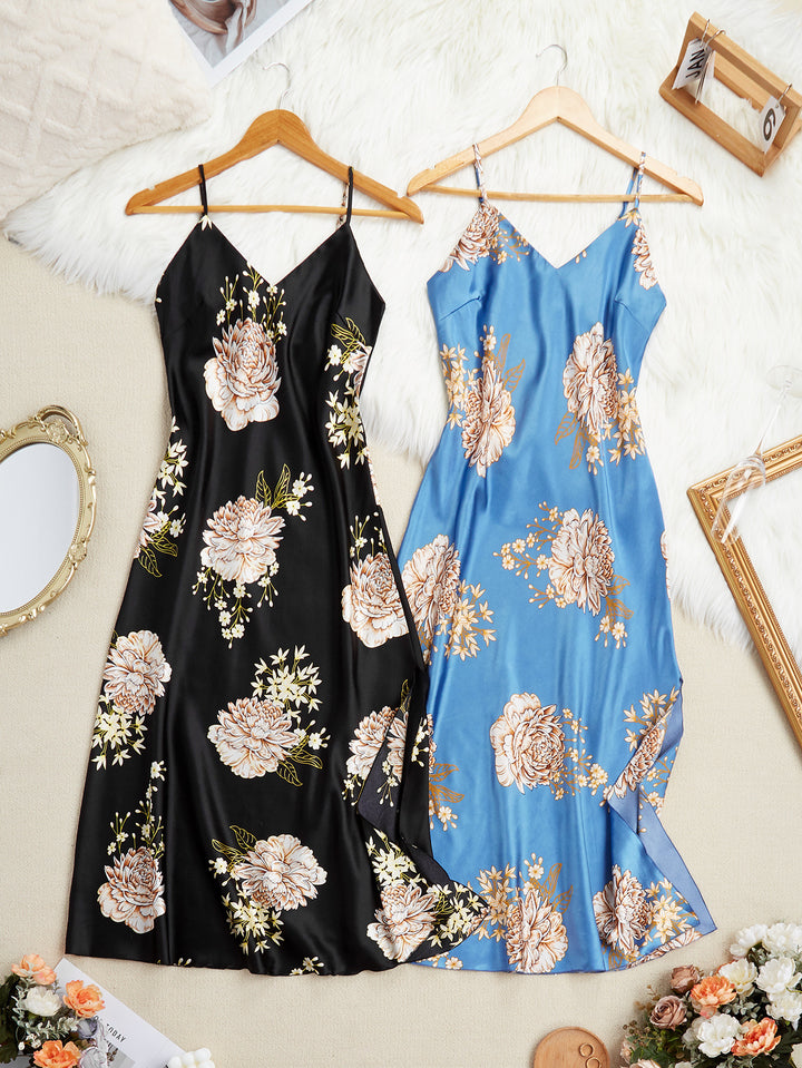 Femme Floral Satin Maxikjole Stilla