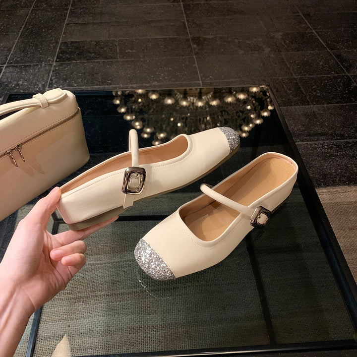 Damer Glimmer Bånd Ballerinas Stilla