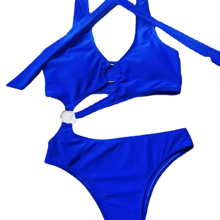 Dame Sporty Bikini-sæt med asymmetrisk design og kunstnerisk ringdetalje Stilla