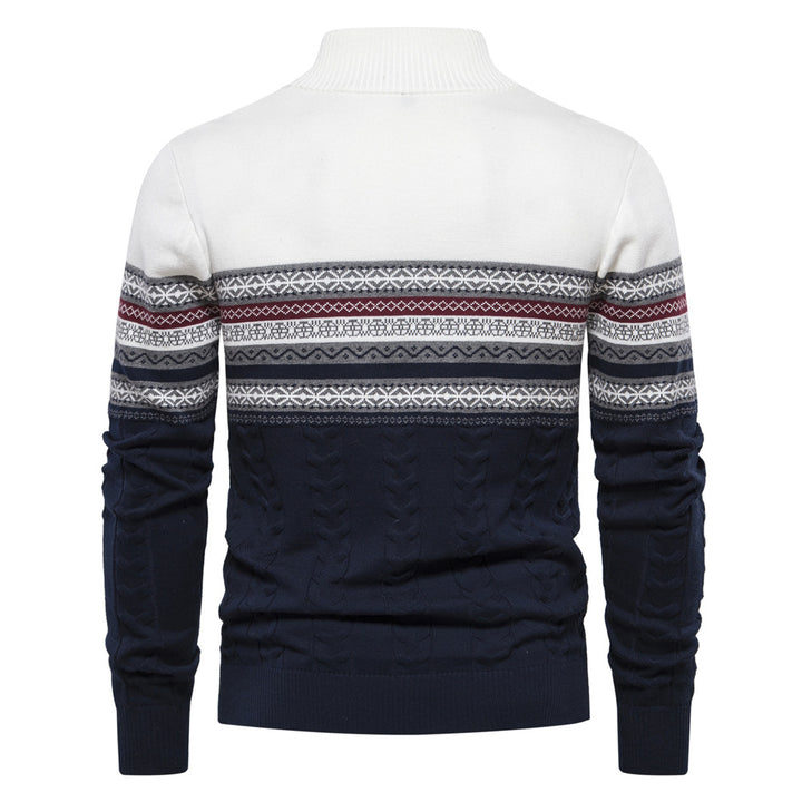 Herre strikpullover med halv højtstående krave og moderne mønster Stilla