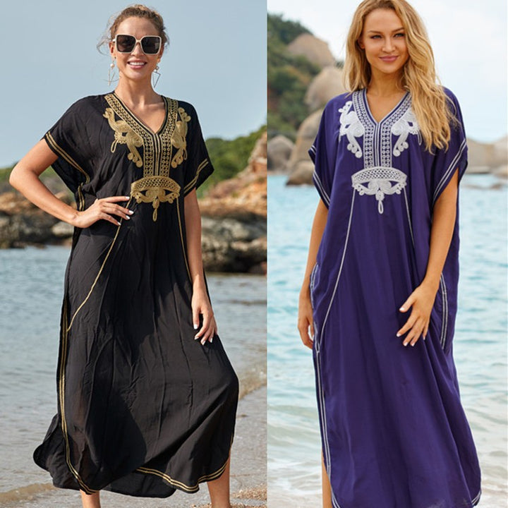 Dame Elegant Strandkaftan med eksklusive broderidetaljer Stilla