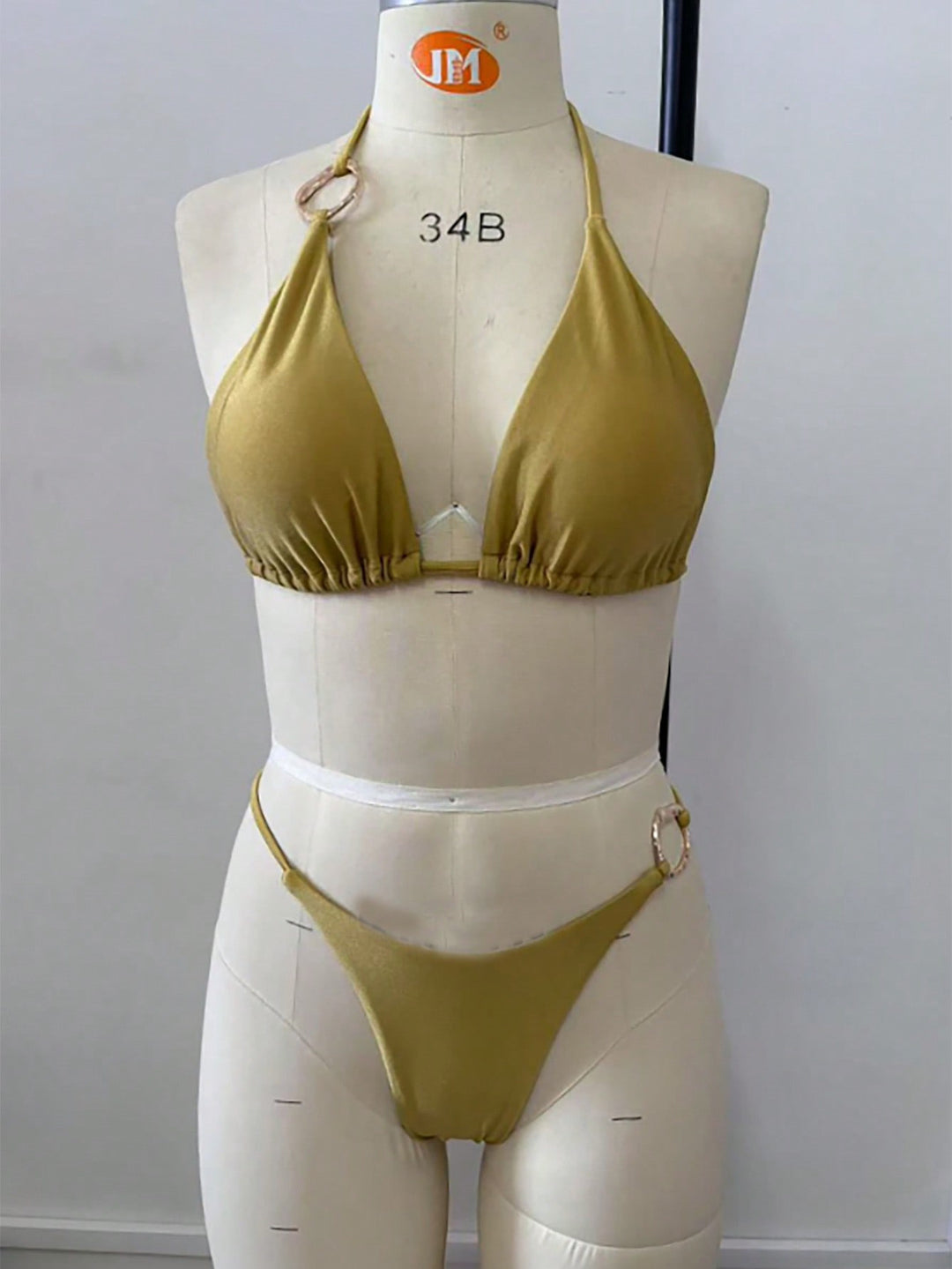 Dame triangel-bikini-sæt med stilfulde metalringe Skovae