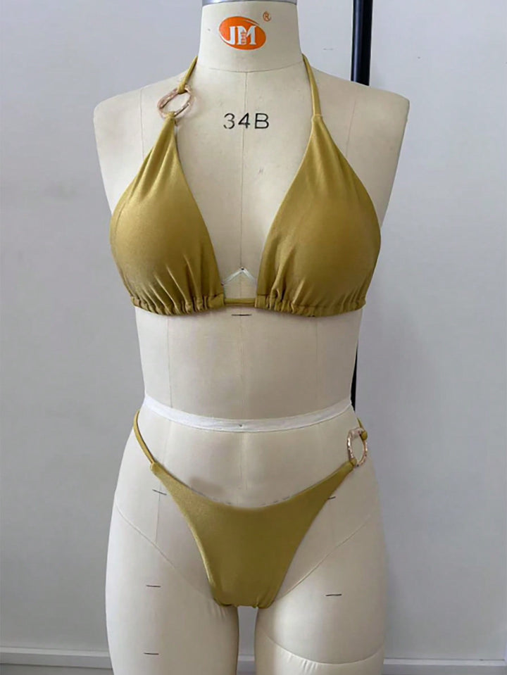 Dame triangel-bikini-sæt med stilfulde metalringe Skovae