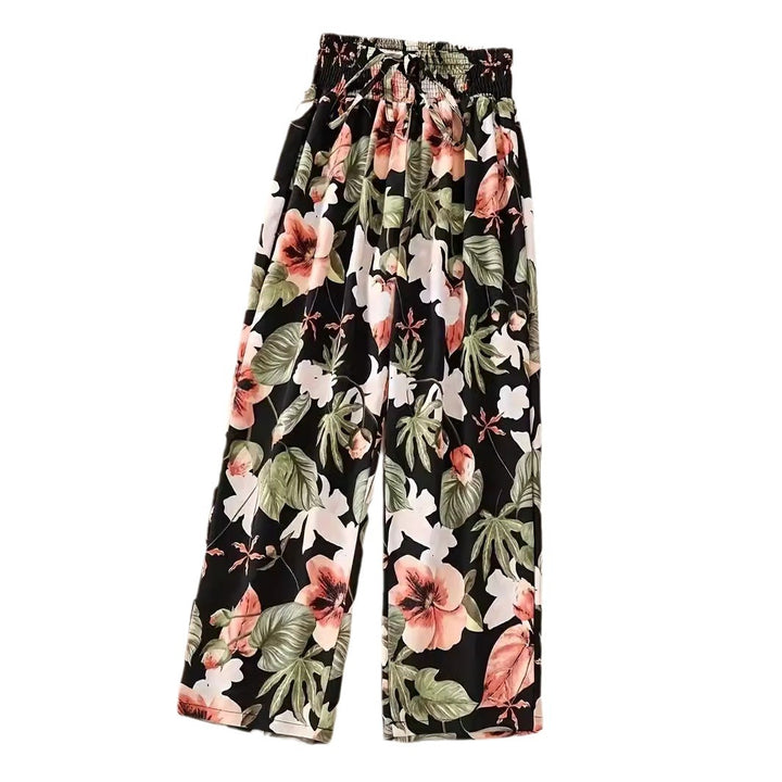 Dame Florale Palazzo-Bukser med elastisk linning og sidelommer Stilla