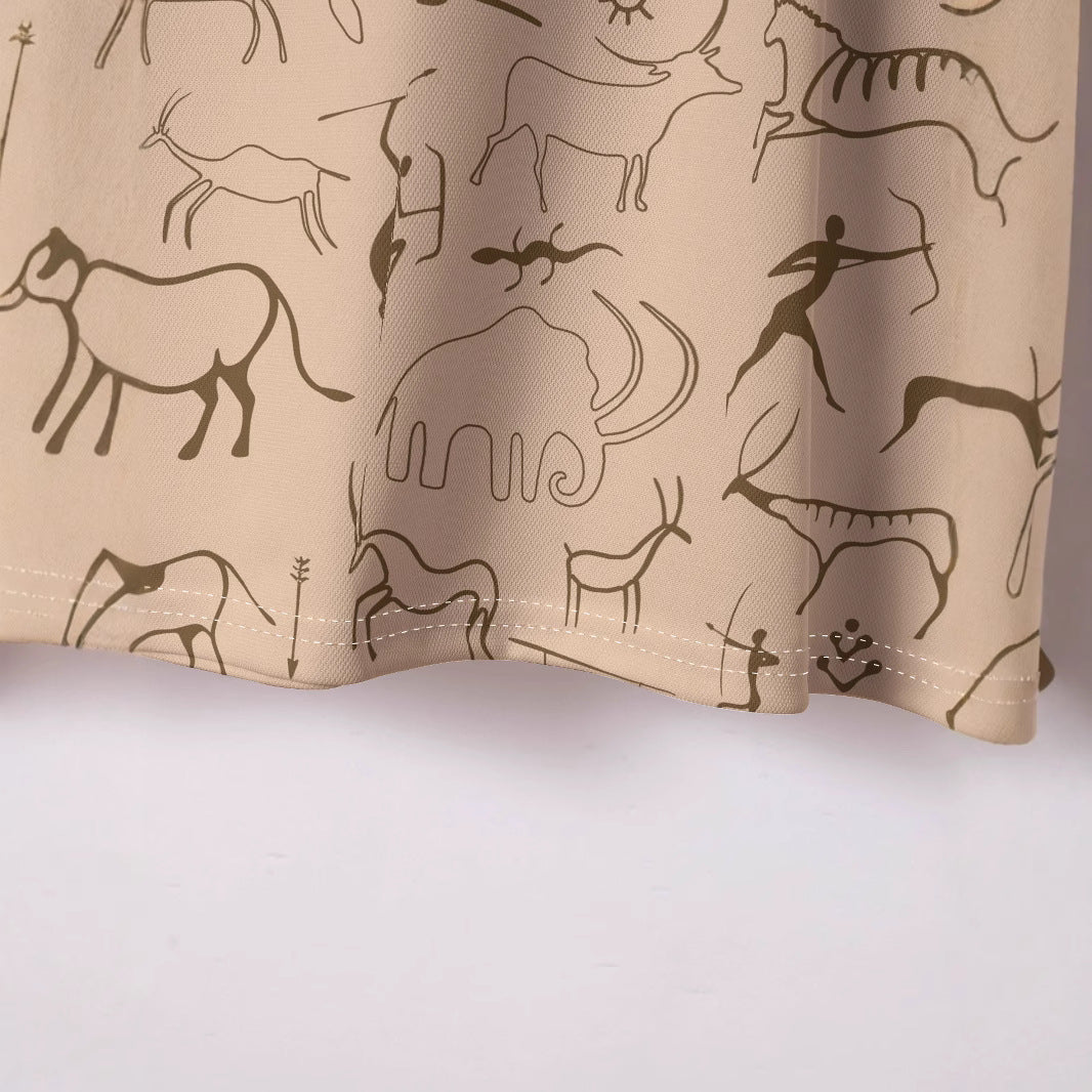 Herrer polo t-shirt med kreativ hulemaleri tryk og åndbare egenskaber Stilla
