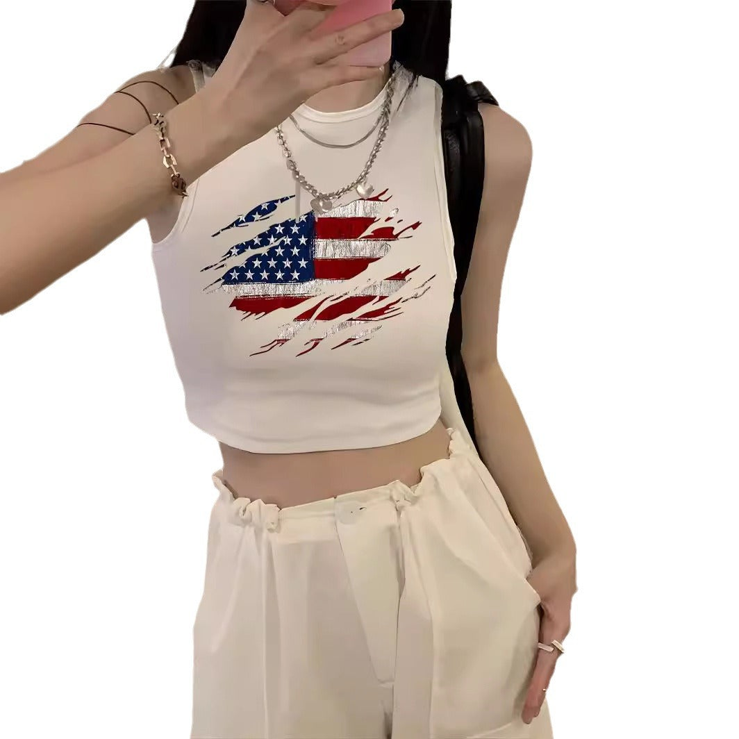 Dame Crop-Top med kreativ tekst og afslappet snit Skovae