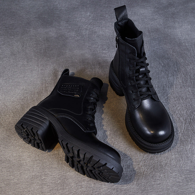Dame Mode-Foreward Chunky Heel Snørestøvler Stilla