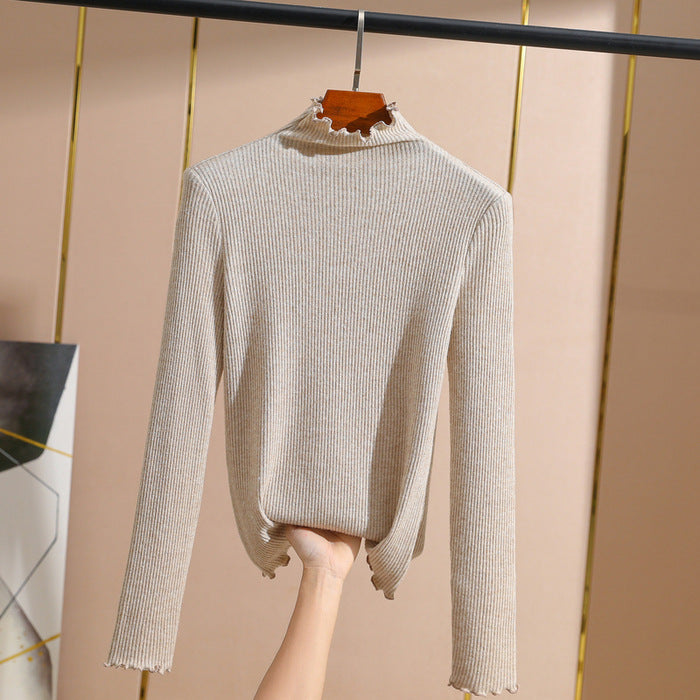 Dame rullekrave sweater med fin ribstruktur og elegante afslutninger Stilla
