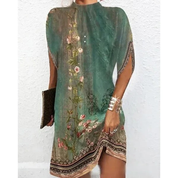 Dame mode Kaftan-kjole med farverigt mønster og løs pasform Stilla