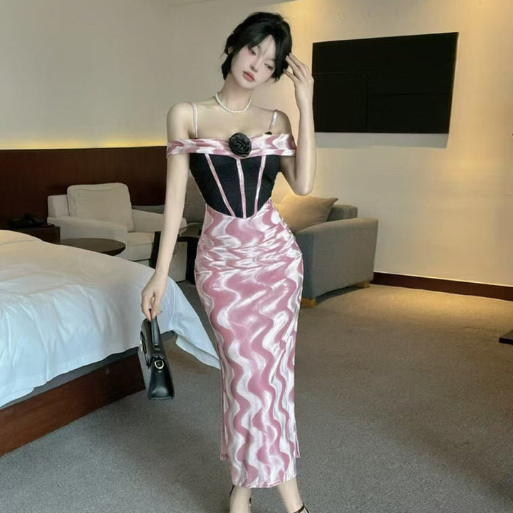 Stilla | Sexet Patchwork Blonde Bodycon Slip Kjole