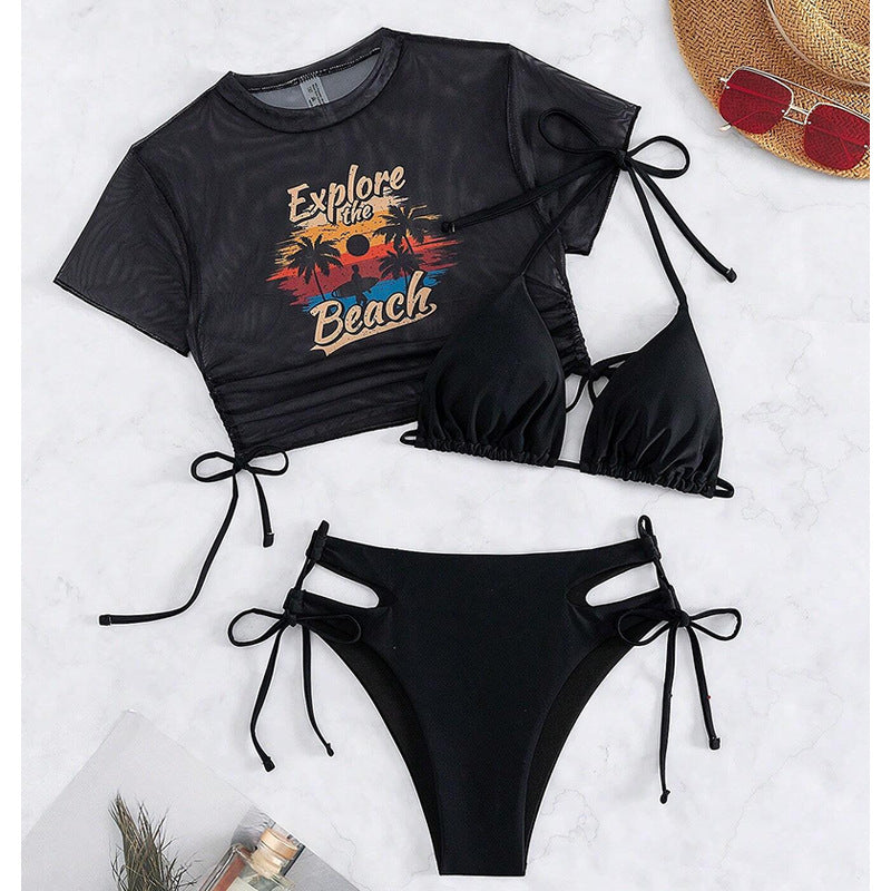 Damer Højt skåret Cut-Out Bikini Sæt med Crop-Top Stilla