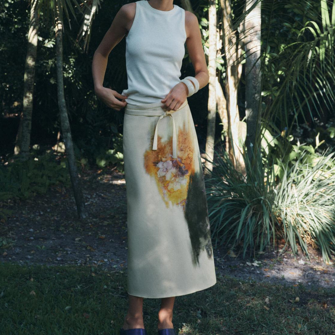 Dame Floral Print Maxi Nederdel med justerbar talje snøre Stilla