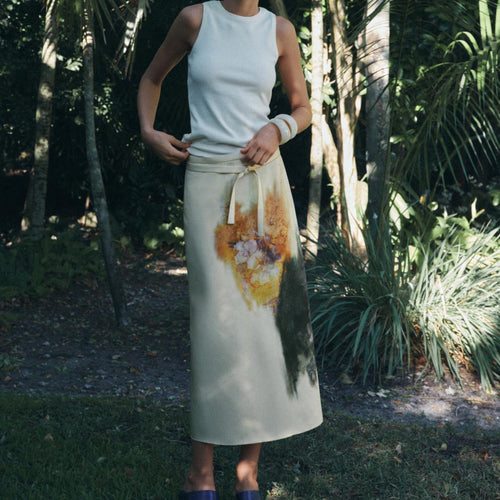 Dame Floral Print Maxi Nederdel med justerbar talje snøre Stilla