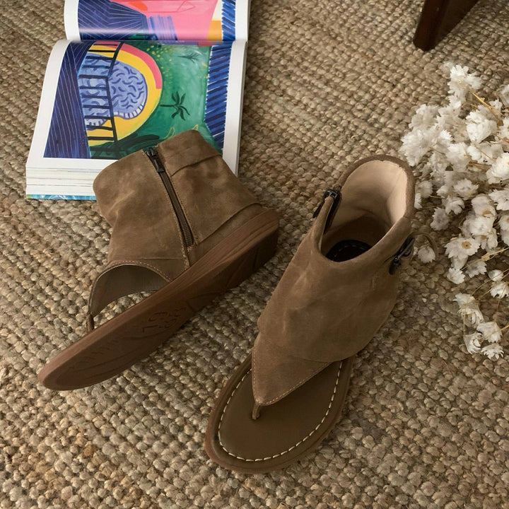 Dame Stilfulde Suede Tå hurtigt Sandaler med Justerbar Ankelrem Stilla