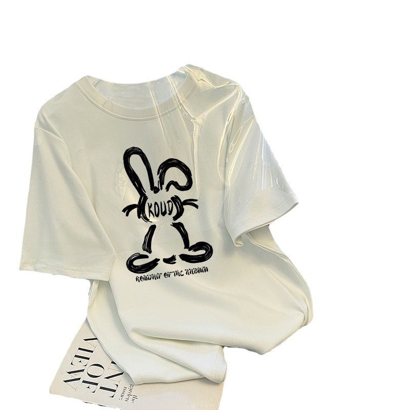 Dame T-shirt med legesyg kanin-design Stilla