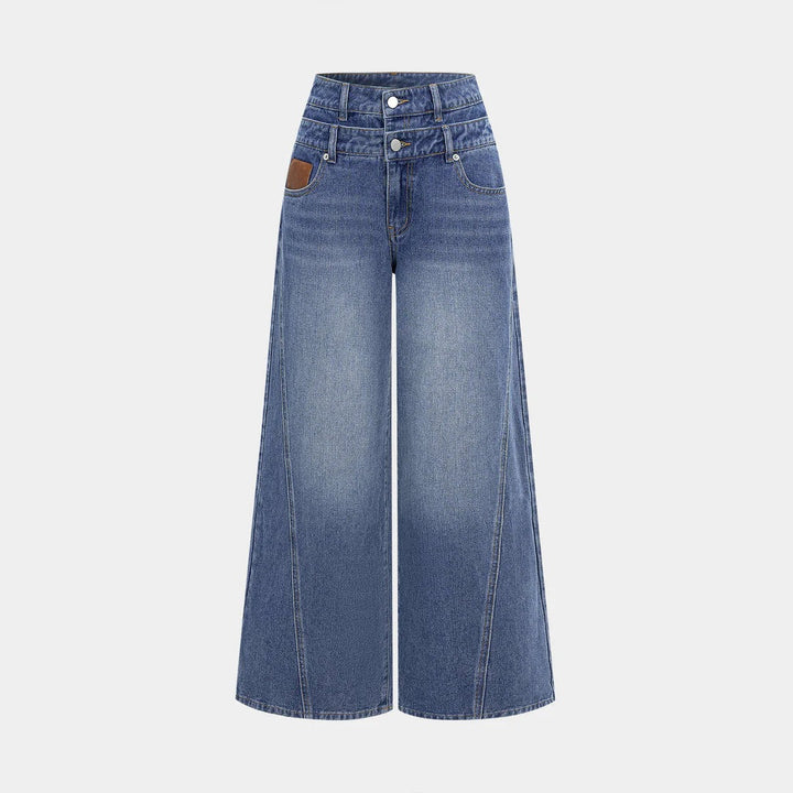 Dame mode højtaljede jeans med bred ben Skovae