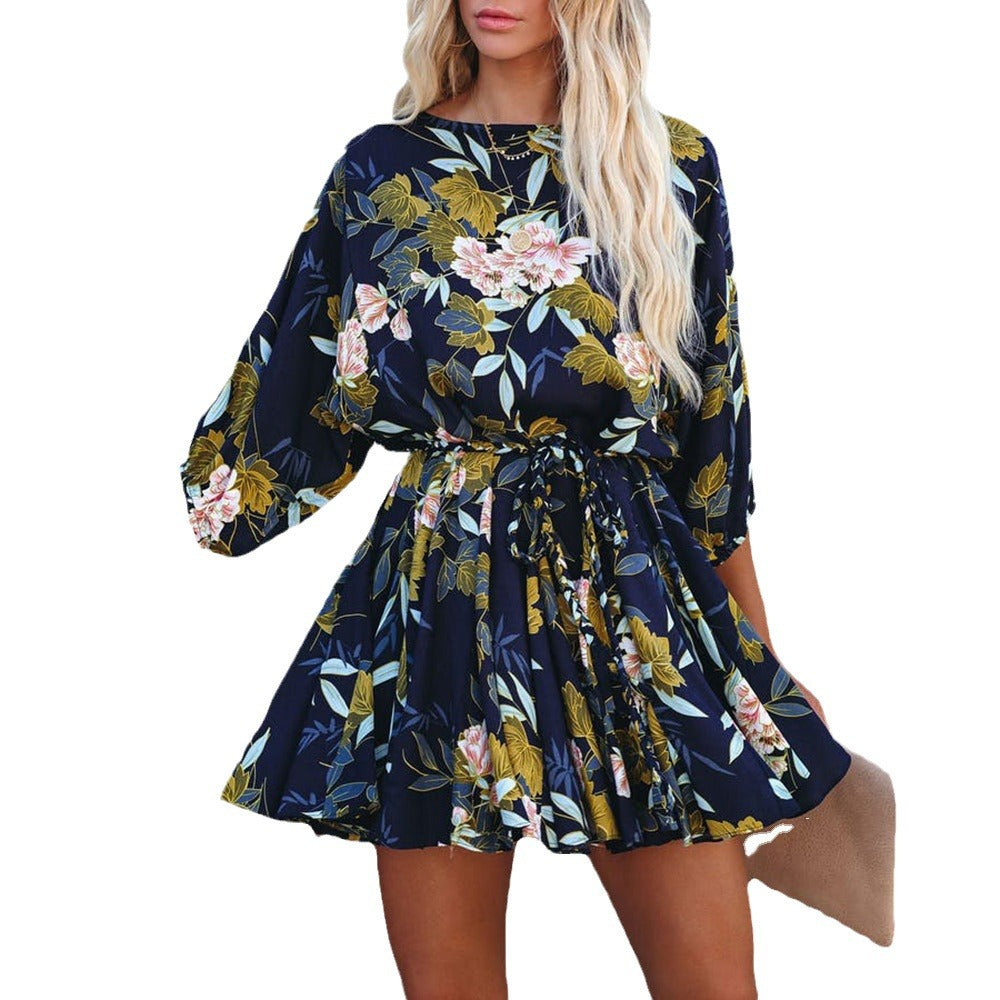 Dame blomsterprint mini kjole Stilla