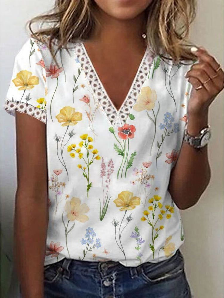 Dame Glitrende V-Pullover Bluse Skovae
