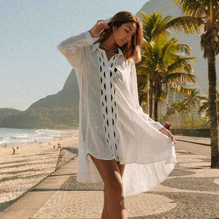 Dame Strandbluse med raffineret cut-out-design Stilla