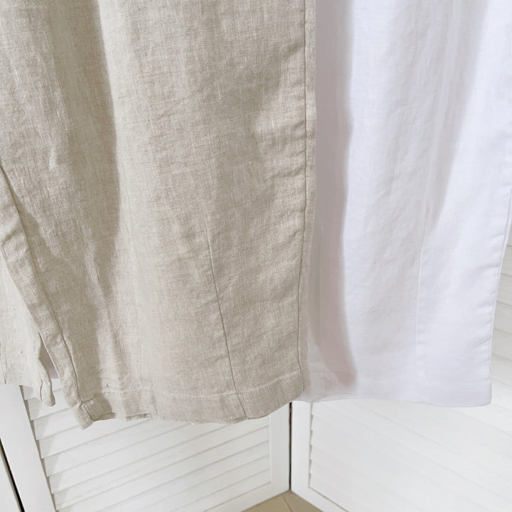 Dame Relaxed Fit Linnedragt med knaplukning Stilla