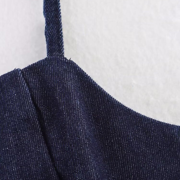 Femme Strappy Denim Peplum Top Stilla