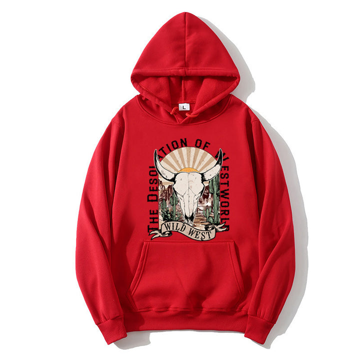 Dame hoodie med nostalgisk Wild West design Skovae
