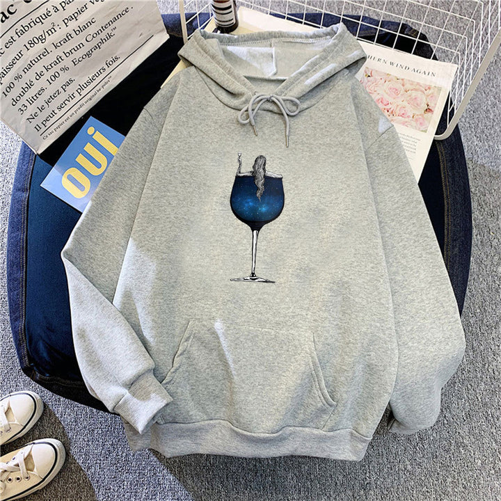 Kvinders hoodie med kreativ cocktail design Skovae