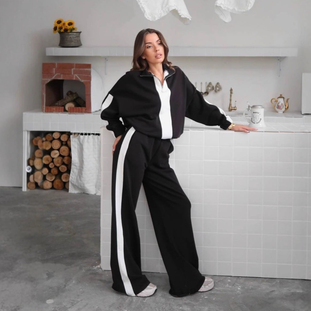 Kvindernes trendy sport loungewear sæt med elegant lynlås Skovae
