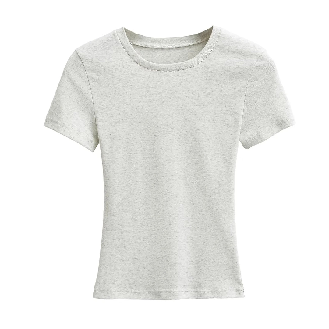 Damer figursyet Basic-T-shirt lavet af åndbart bomuldsblanding med rund halsudskæring Stilla