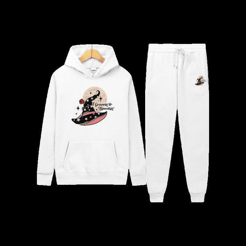 Dame Hoodie Sweatshirt og Joggingbukser Sæt med Cool Halloween Design Skovae