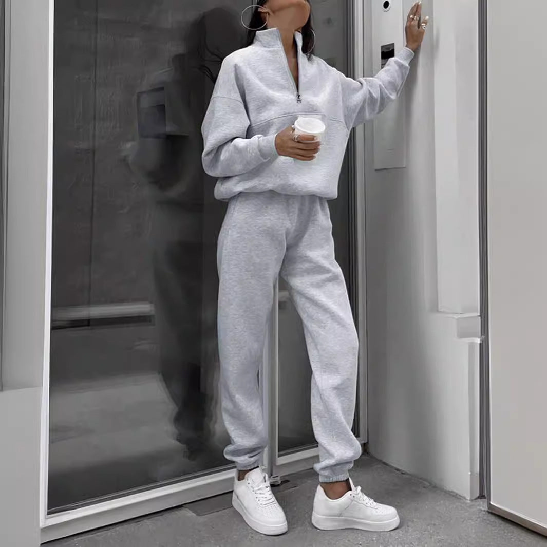 Dame sporty Sweat-sæt med lynlås og elastisk talje Stilla