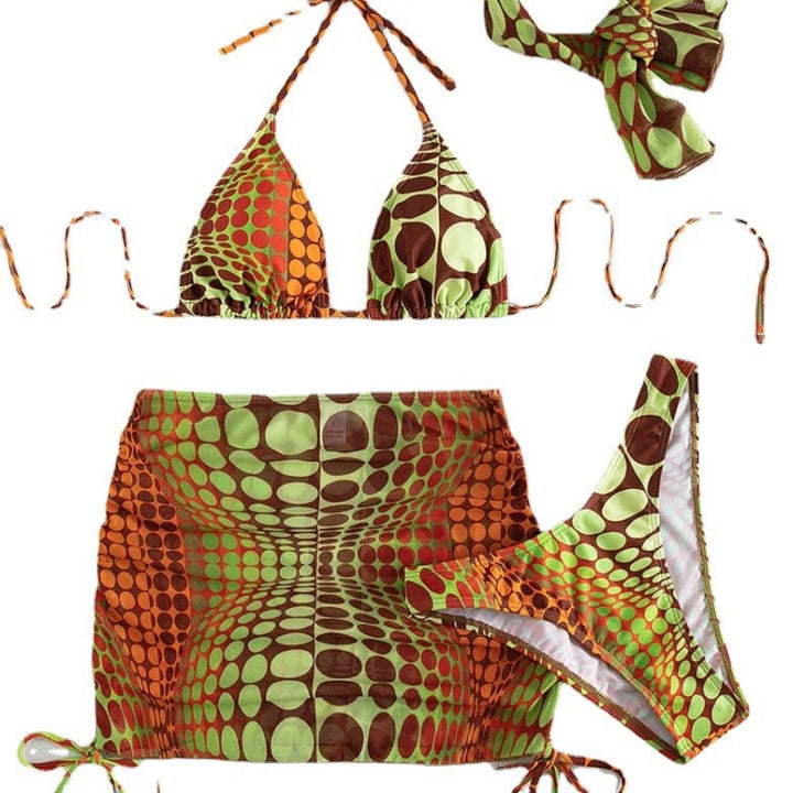 Dame bikini sæt med legende prik-mønster og fleksibelt justerbare flæse-detaljer Stilla