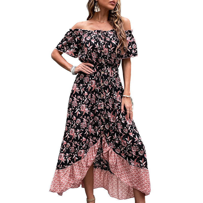 Dame Off-Shoulder Floral Wickel-Maxikjole Stilla