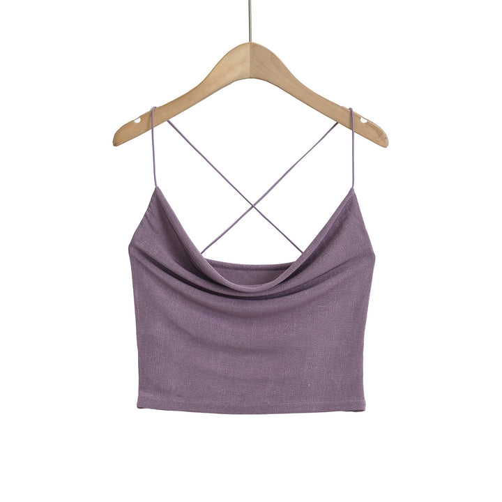 Dame Crop-top med elegant omslagseffekt og åndbare stropper Stilla